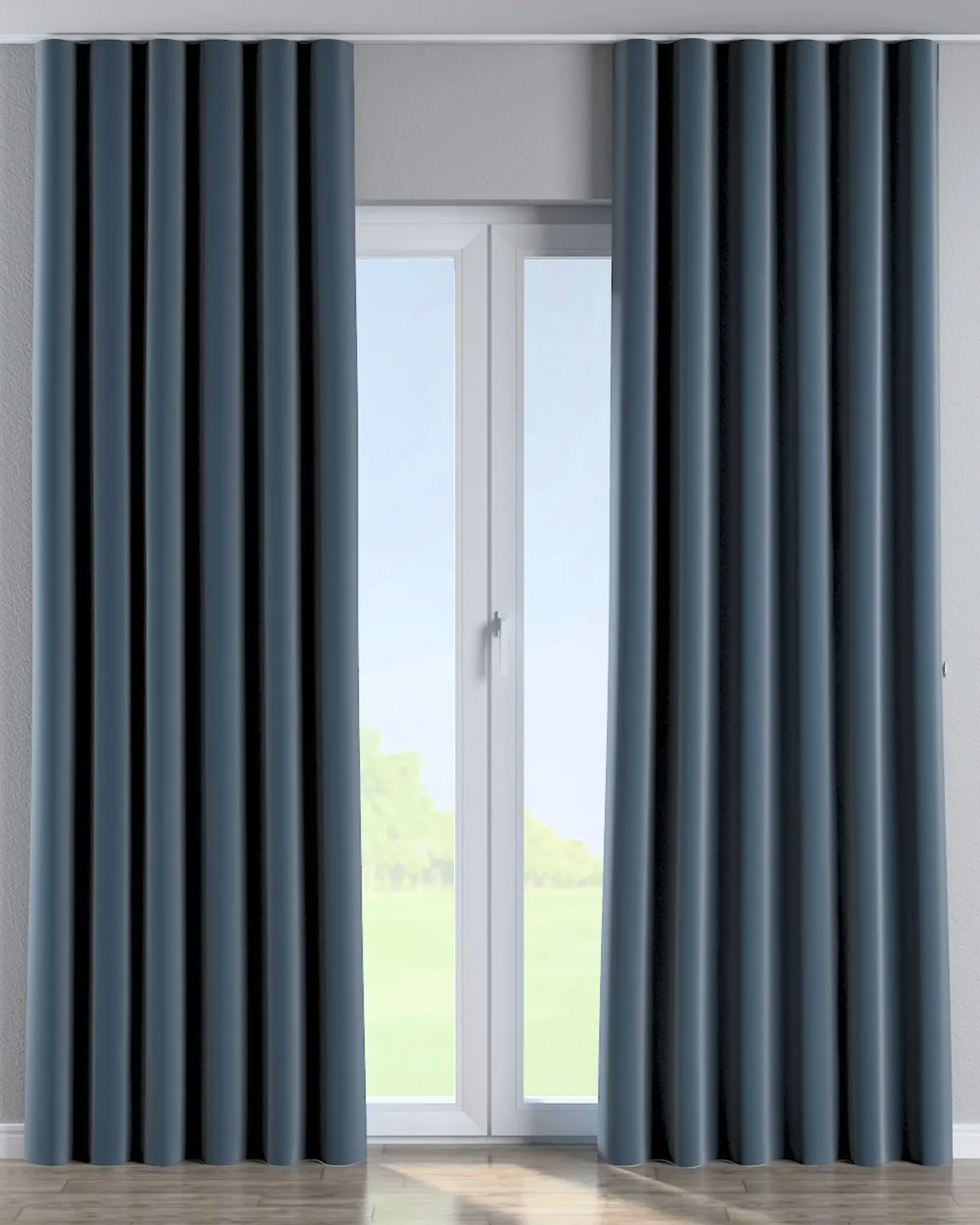 Wellenvorhang Farbe blau Stoff glänzend, samt de Dekoria – photo du produit