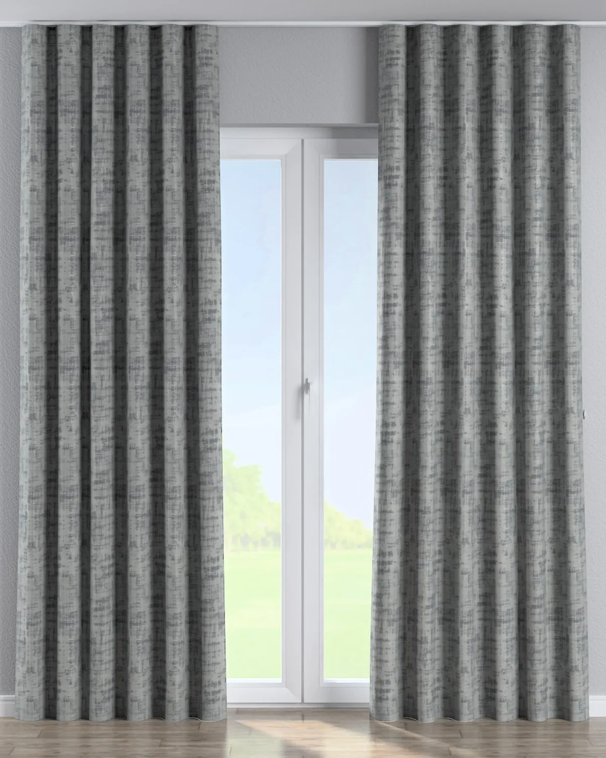 Wellenvorhang Farbe grau Stoff glänzend, samt de Dekoria – photo du produit