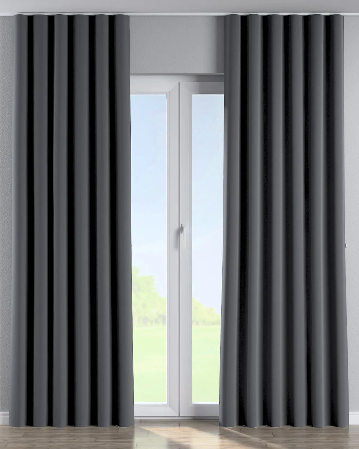 Wellenvorhang Farbe grau Stoff glänzend, samt de Dekoria – photo du produit