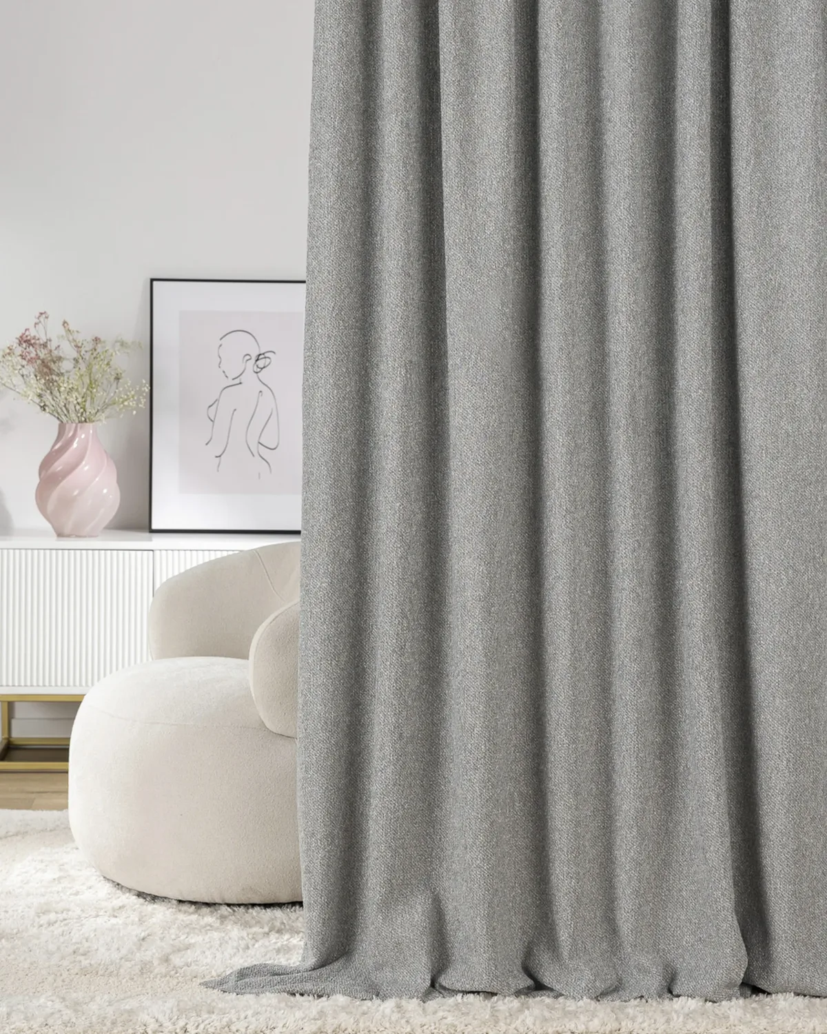 Wellenvorhang Farbe grau Stoff strukturiert de Dekoria – photo du produit