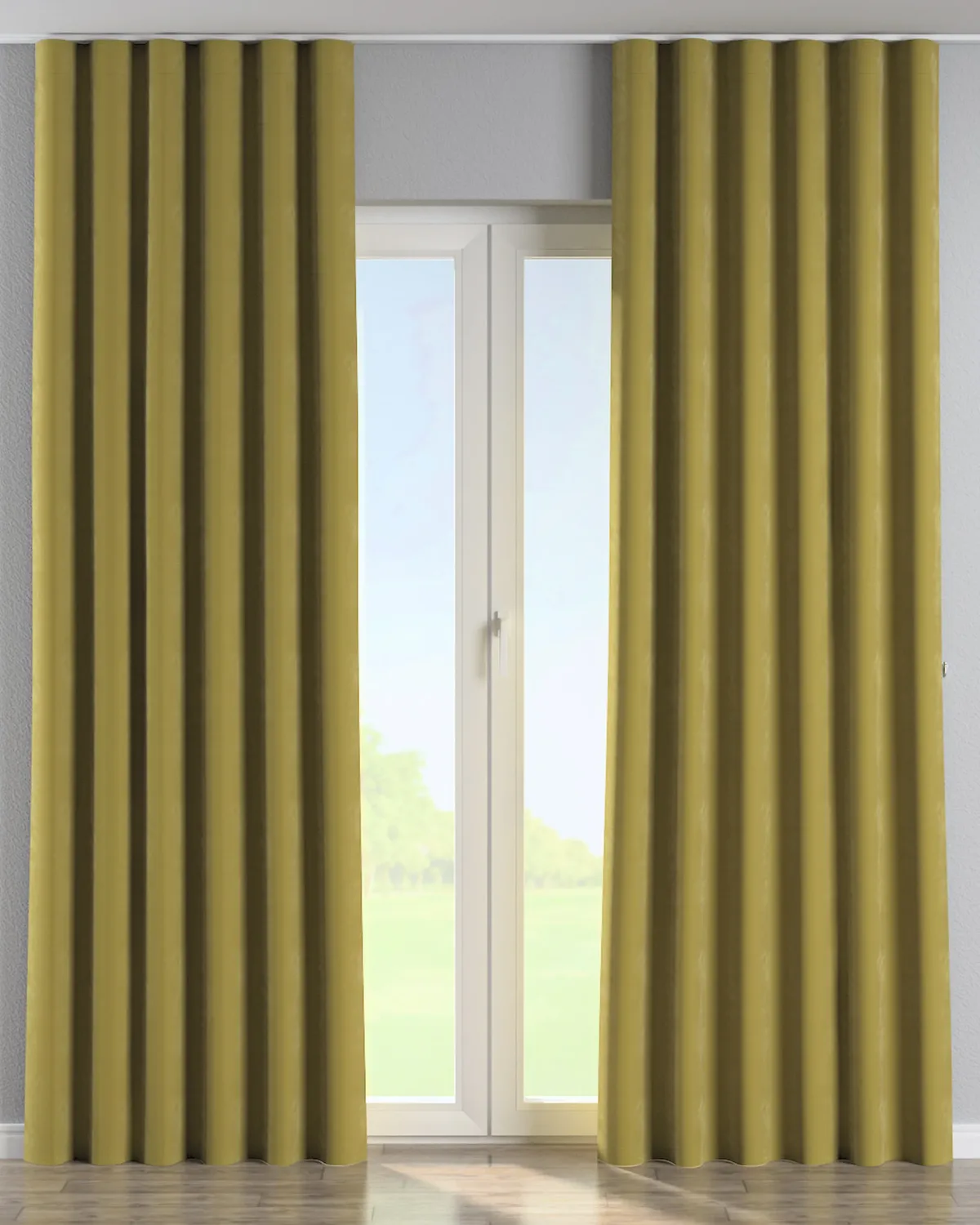 Wellenvorhang Farbe grün Stoff glänzend, samt de Dekoria – photo du produit