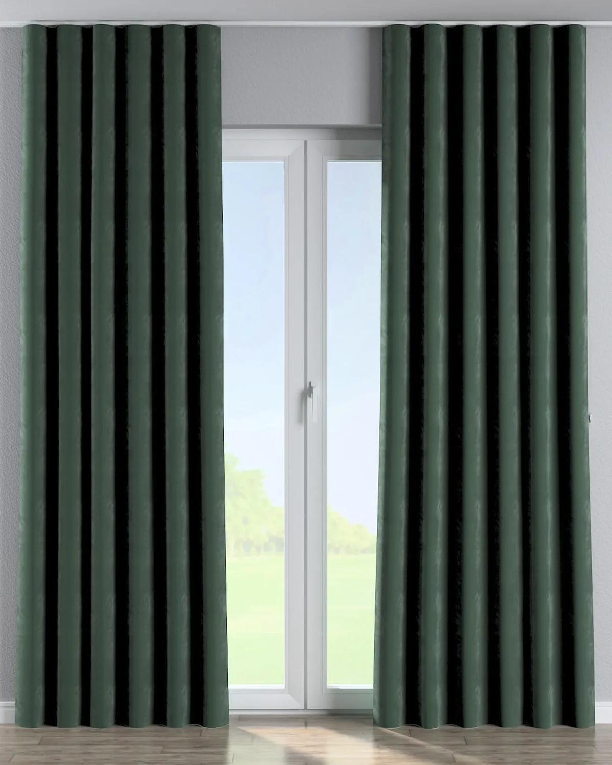 Wellenvorhang Farbe grün Stoff glänzend, samt de Dekoria – photo du produit