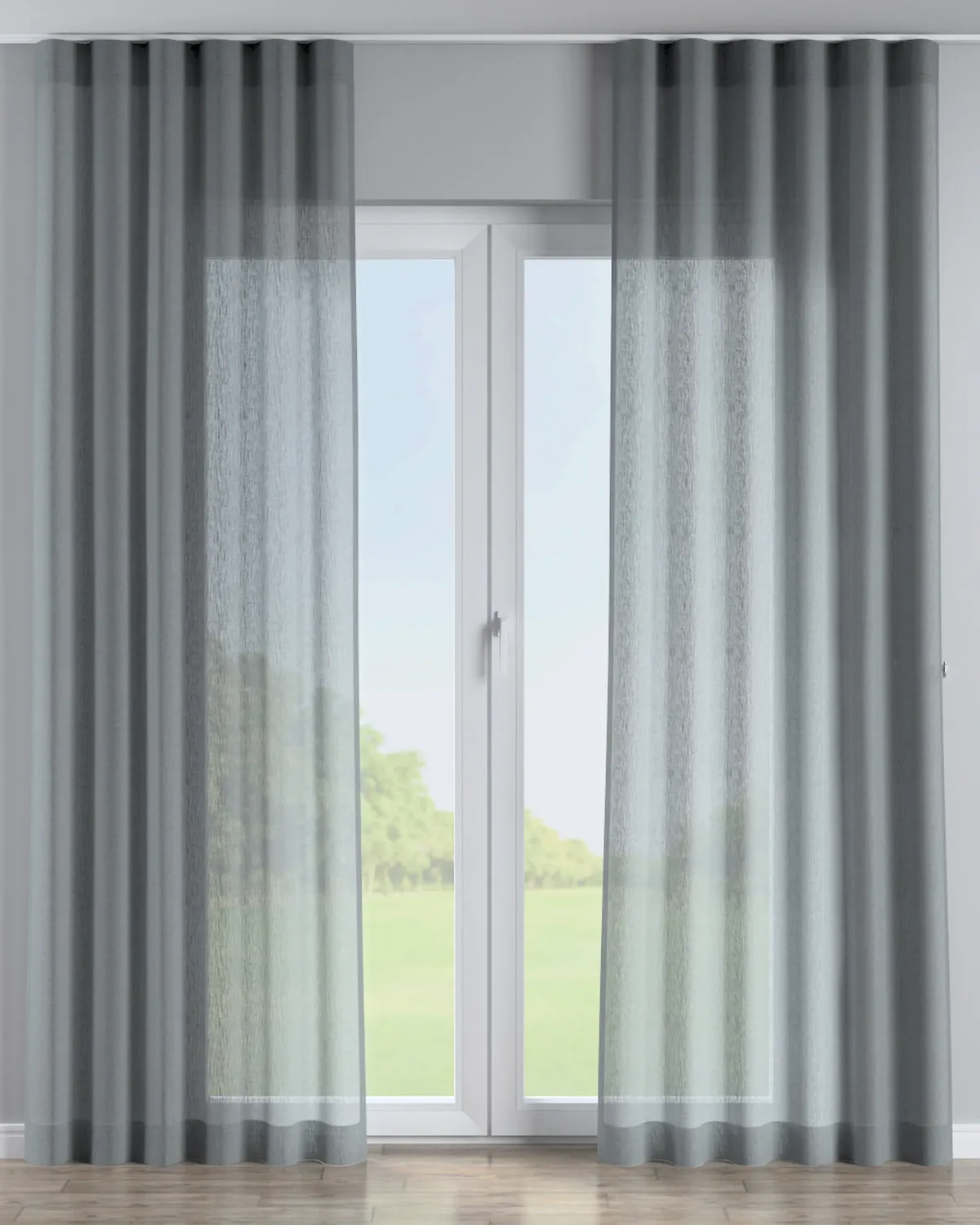Wellenvorhang Farbe grün Stoff halbtransparent, strukturiert de Dekoria – photo du produit