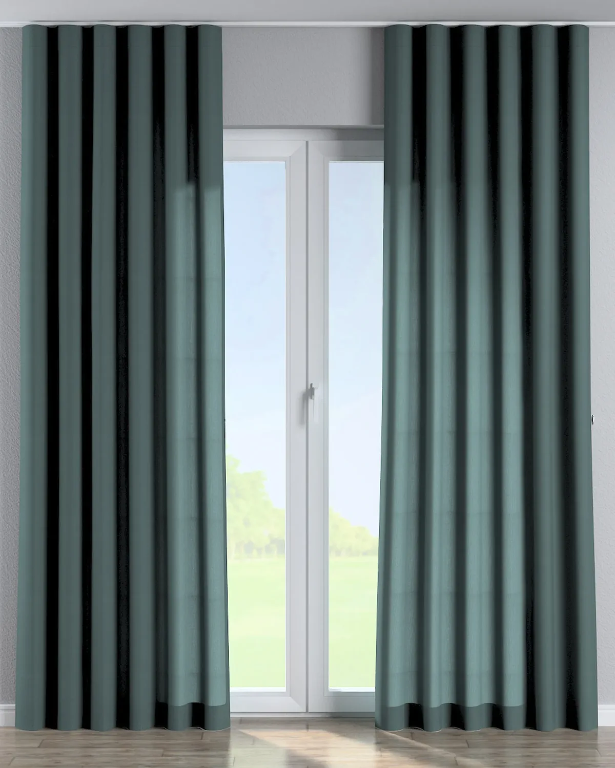 Wellenvorhang Farbe grün Stoff halbtransparent, strukturiert, aus leinen de Dekoria – photo du produit