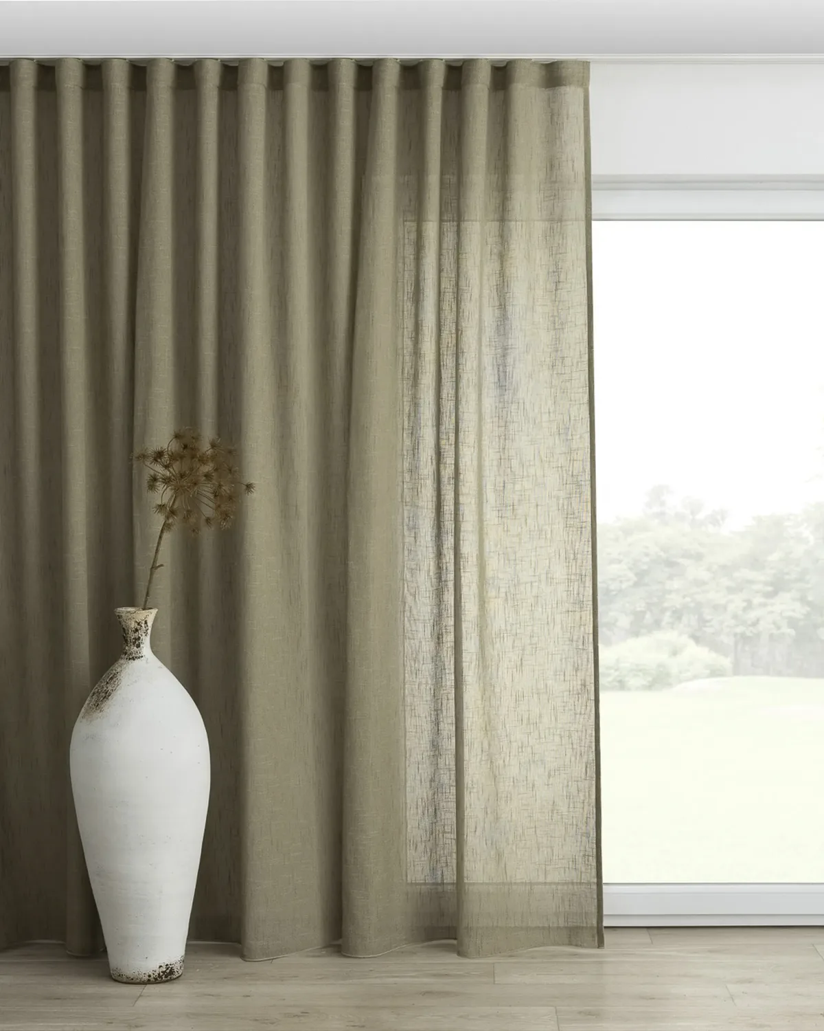 Wellenvorhang Farbe grün Stoff halbtransparent, strukturiert by Dekoria – product photo
