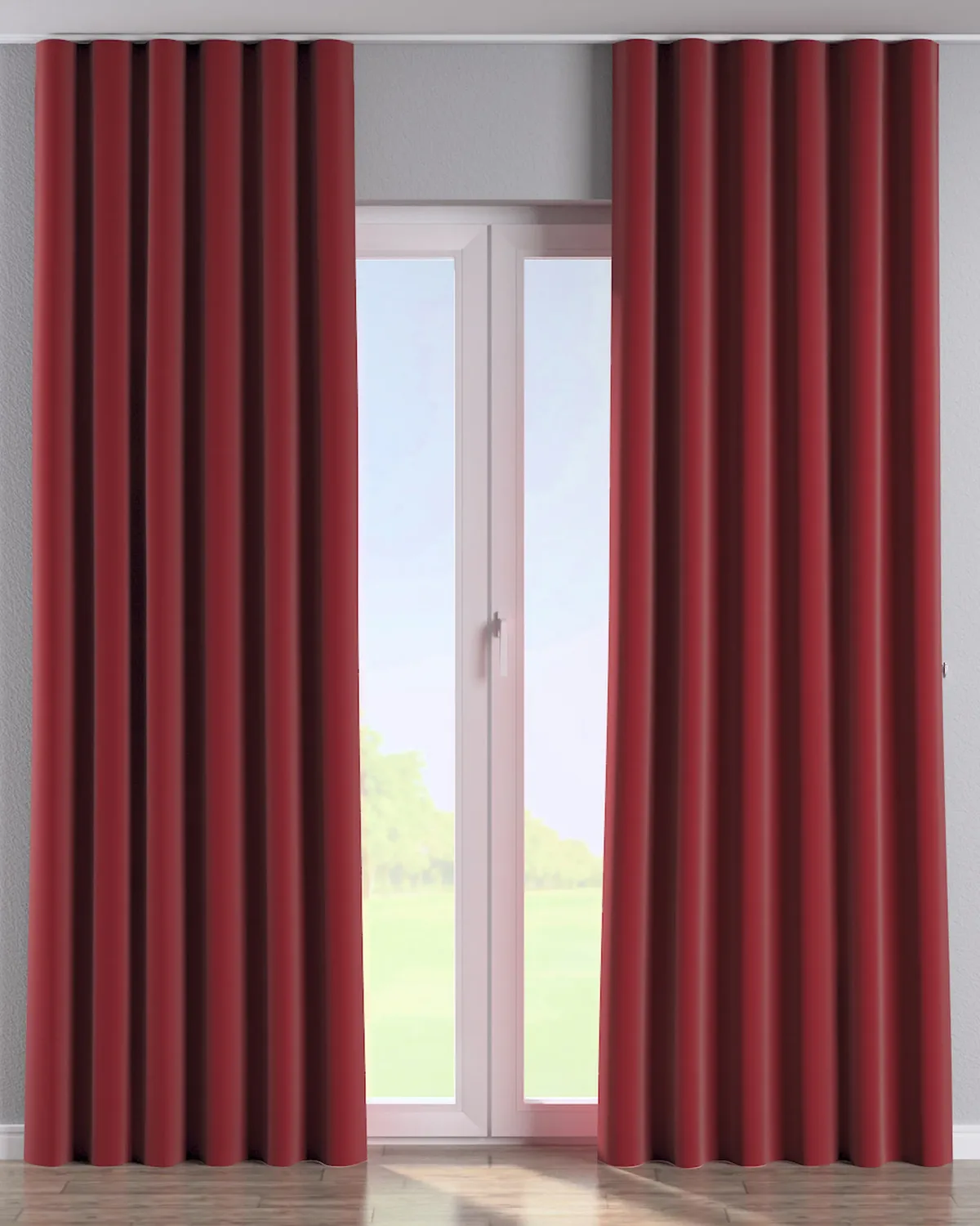 Wellenvorhang Farbe rot Stoff glänzend, samt de Dekoria – photo du produit