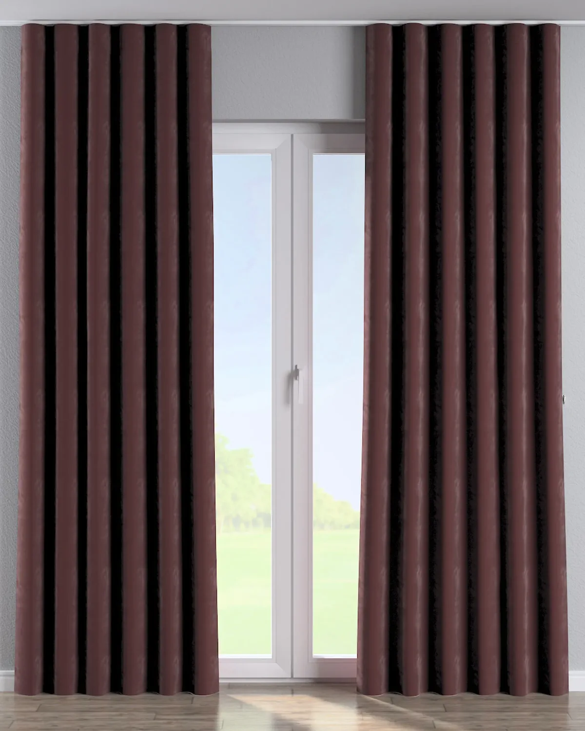 Wellenvorhang Farbe rot Stoff glänzend, samt de Dekoria – photo du produit