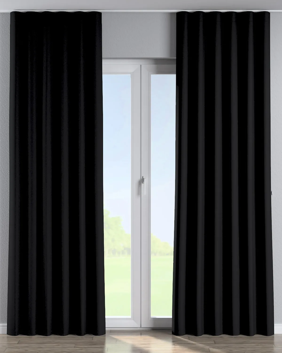Wellenvorhang Farbe schwarz Stoff verdunkelnd de Dekoria – photo du produit