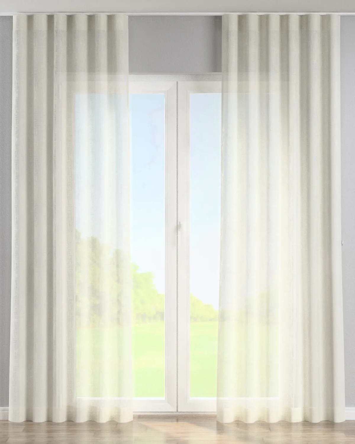 Wellenvorhang Farbe weiß Stoff halbtransparent, glänzend, strukturiert de Dekoria – photo du produit