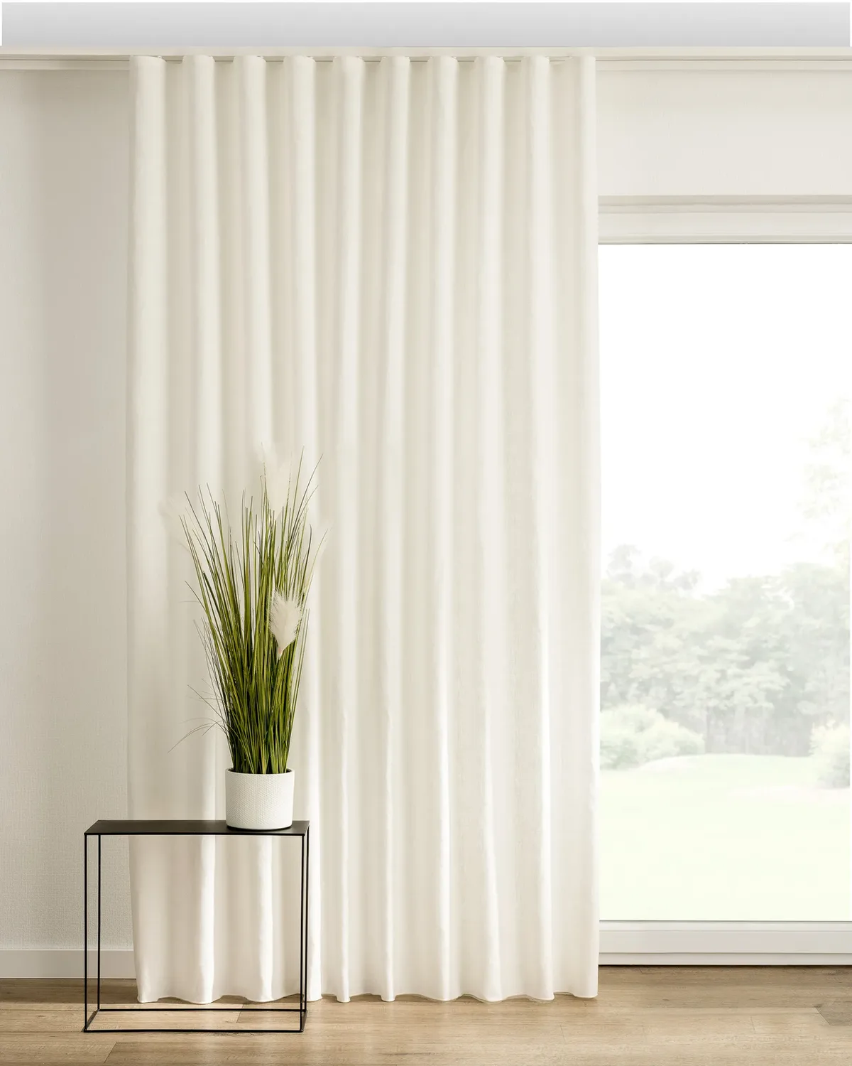 Wellenvorhang Farbe weiß Stoff halbtransparent, strukturiert, aus leinen de Dekoria – photo du produit