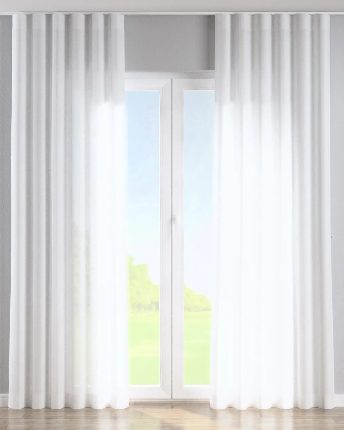 Wellenvorhang Farbe weiß Stoff halbtransparent, strukturiert de Dekoria – photo du produit