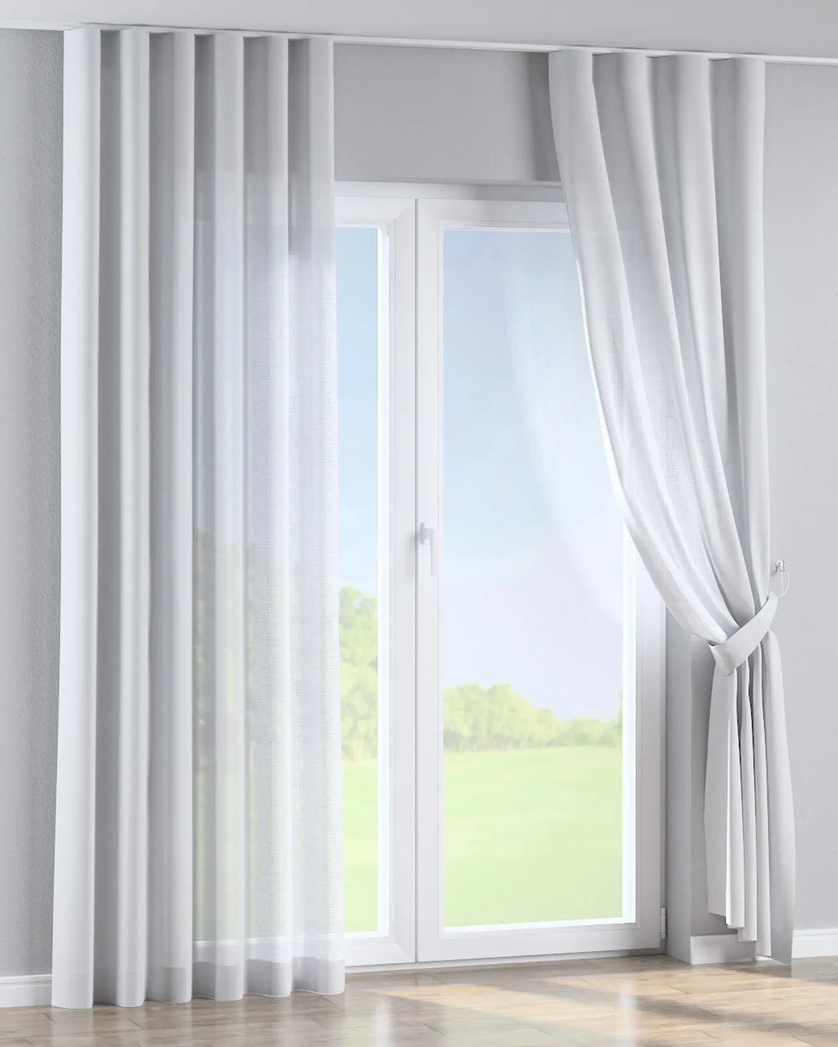 Wellenvorhang Farbe weiß Stoff halbtransparent, strukturiert by Dekoria – product photo