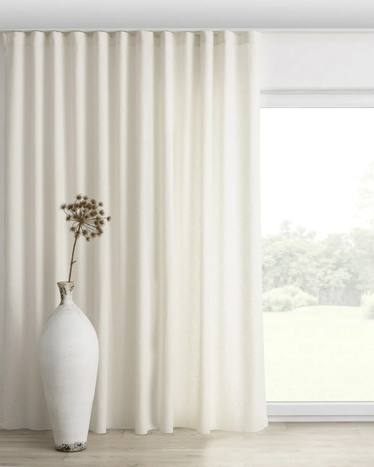 Wellenvorhang Farbe weiß Stoff strukturiert by Dekoria – product photo