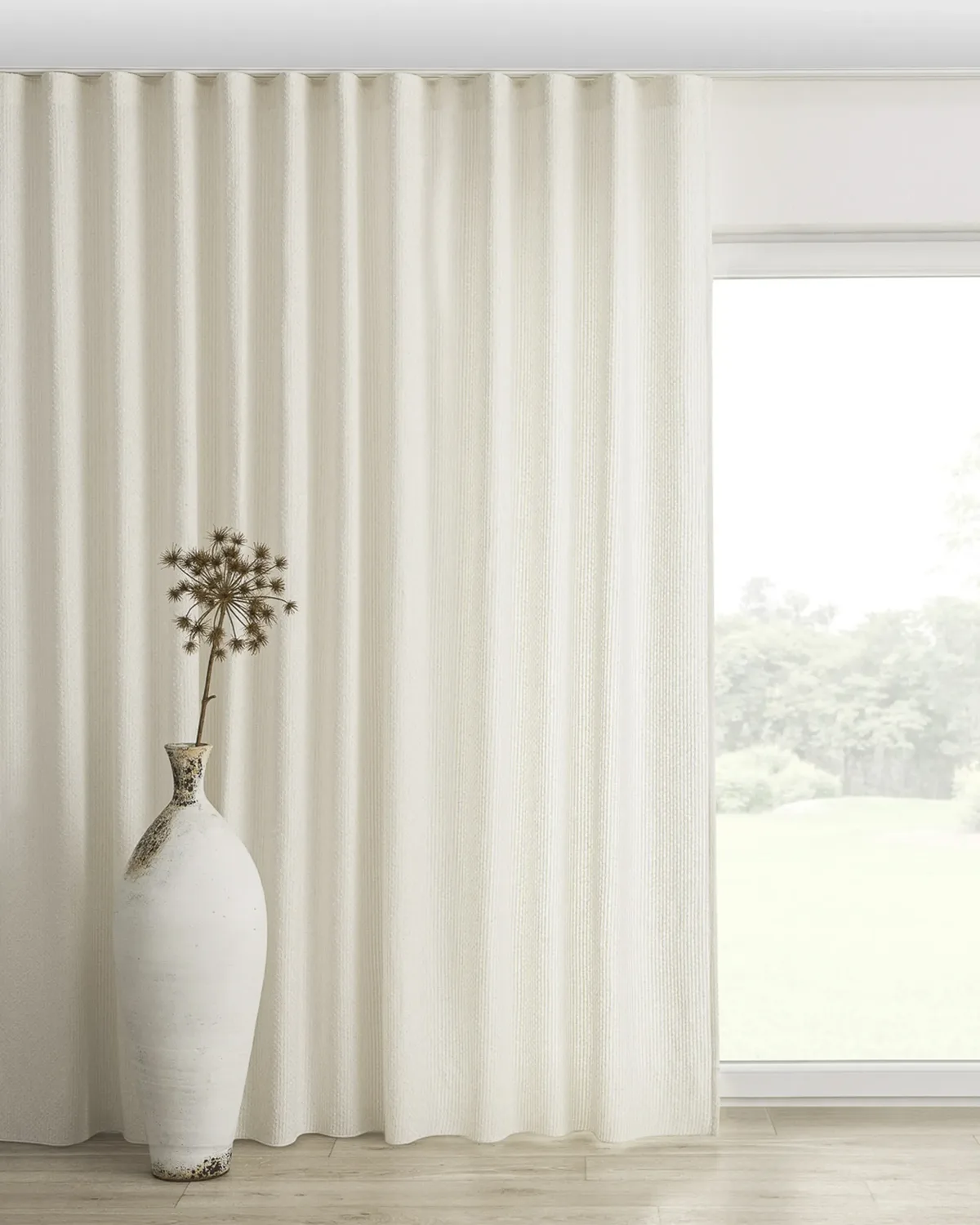 Wellenvorhang Farbe weiß Stoff strukturiert by Dekoria – product photo