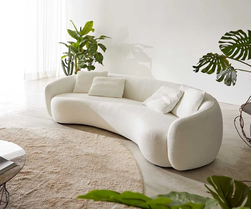 3-Sitzer Larna 260x120 cm Bouclé Creme-Weiß från DELIFE – produktbild 3 av 4