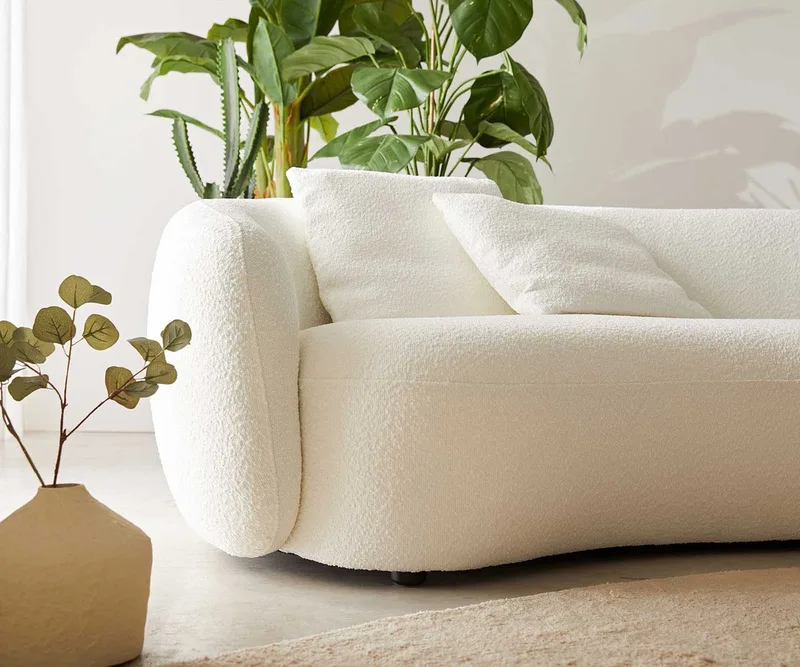3-Sitzer Larna 260x120 cm Bouclé Creme-Weiß från DELIFE – produktbild 4 av 4