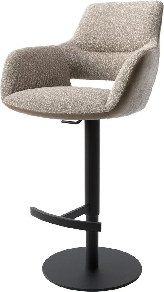 Barstuhl Yago-Flex Materialmix Mikrofaser Schlamm / Bouclé Schlamm Drehfußhöhenverstellbar Metall Schwarz drehbar Taschenfederkern by DELIFE – product photo 1 of 4