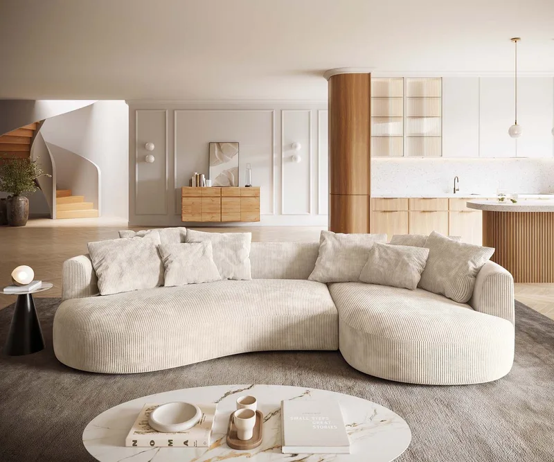 Big-Sofa Edina 330x170 cm Cord Beige van DELIFE – productfoto 1 van 4