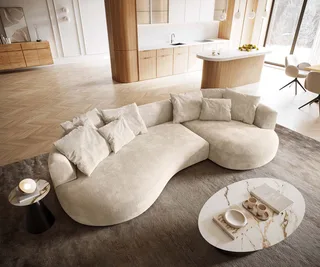Big-Sofa Edina 330x170 cm Cord Beige van DELIFE – productfoto 3 van 4