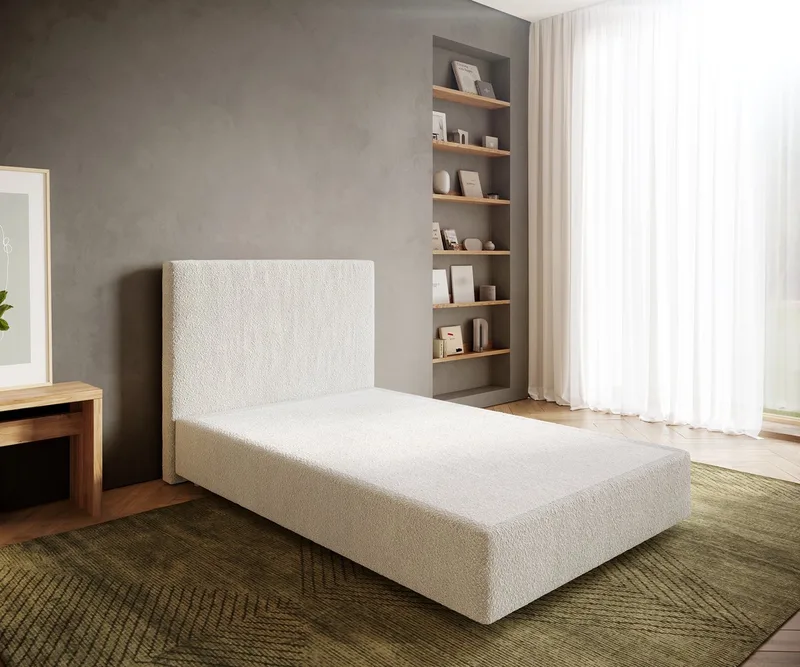 Boxspringframe Dream-Well Bouclé Crème-Wit 120x200 cm Bedframe von DELIFE in Creme-Weiß – Produktfoto
