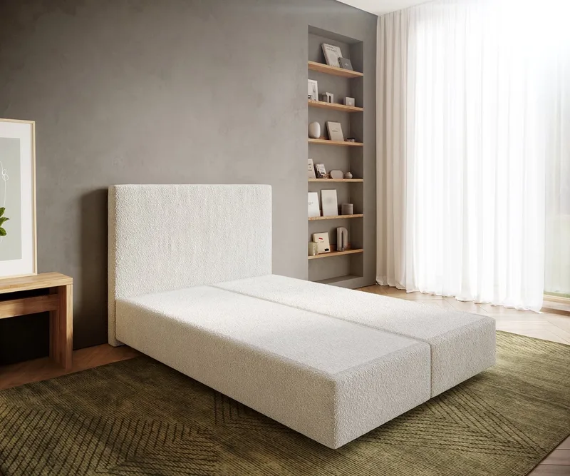 Boxspringframe Dream-Well Bouclé Crème-Wit 140x200 cm Bedframe von DELIFE in Creme-Weiß – Produktfoto