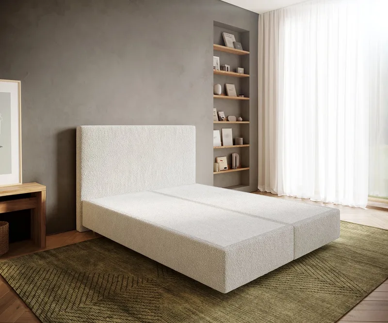 Boxspringframe Dream-Well Bouclé Crème-Wit 160x200 cm Bedframe von DELIFE in Creme-Weiß – Produktfoto