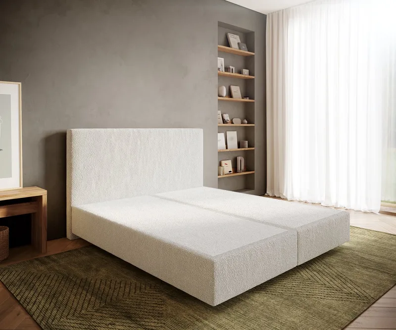 Boxspringframe Dream-Well Bouclé Crème-Wit 180x200 cm Bedframe von DELIFE in Creme-Weiß – Produktfoto