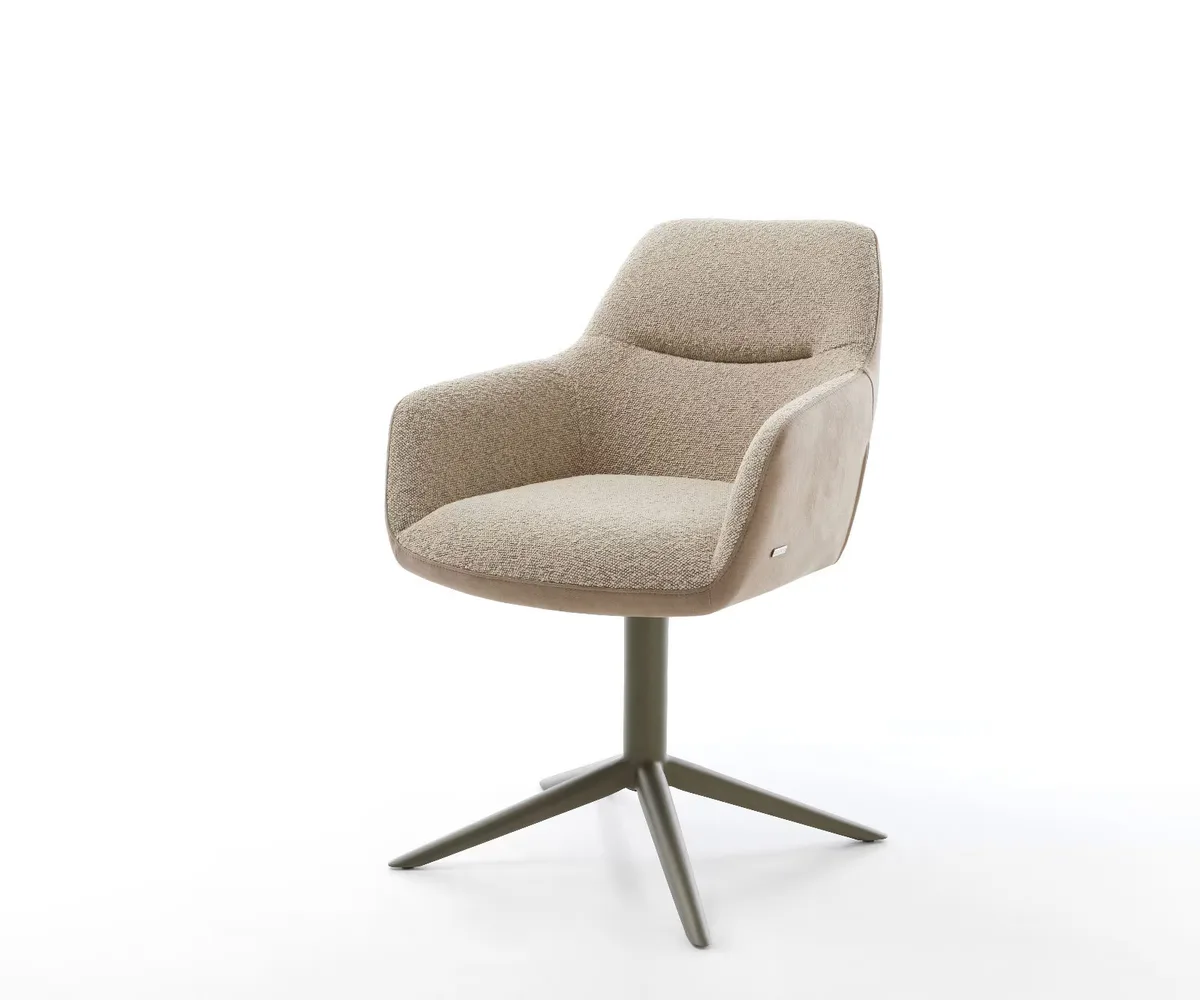 Draaistoel Pejo-Flex in beige en bruin met microfibre en boucle bekleding en titanium afwerking van DELIFE – productfoto