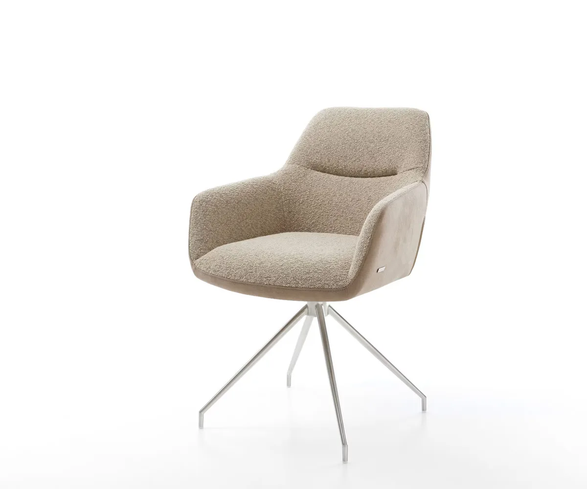 Draaistoel Pejo-Flex in beige microfibre en boucle met zilverkleurig roestvrij stalen kruisframe van DELIFE – productfoto