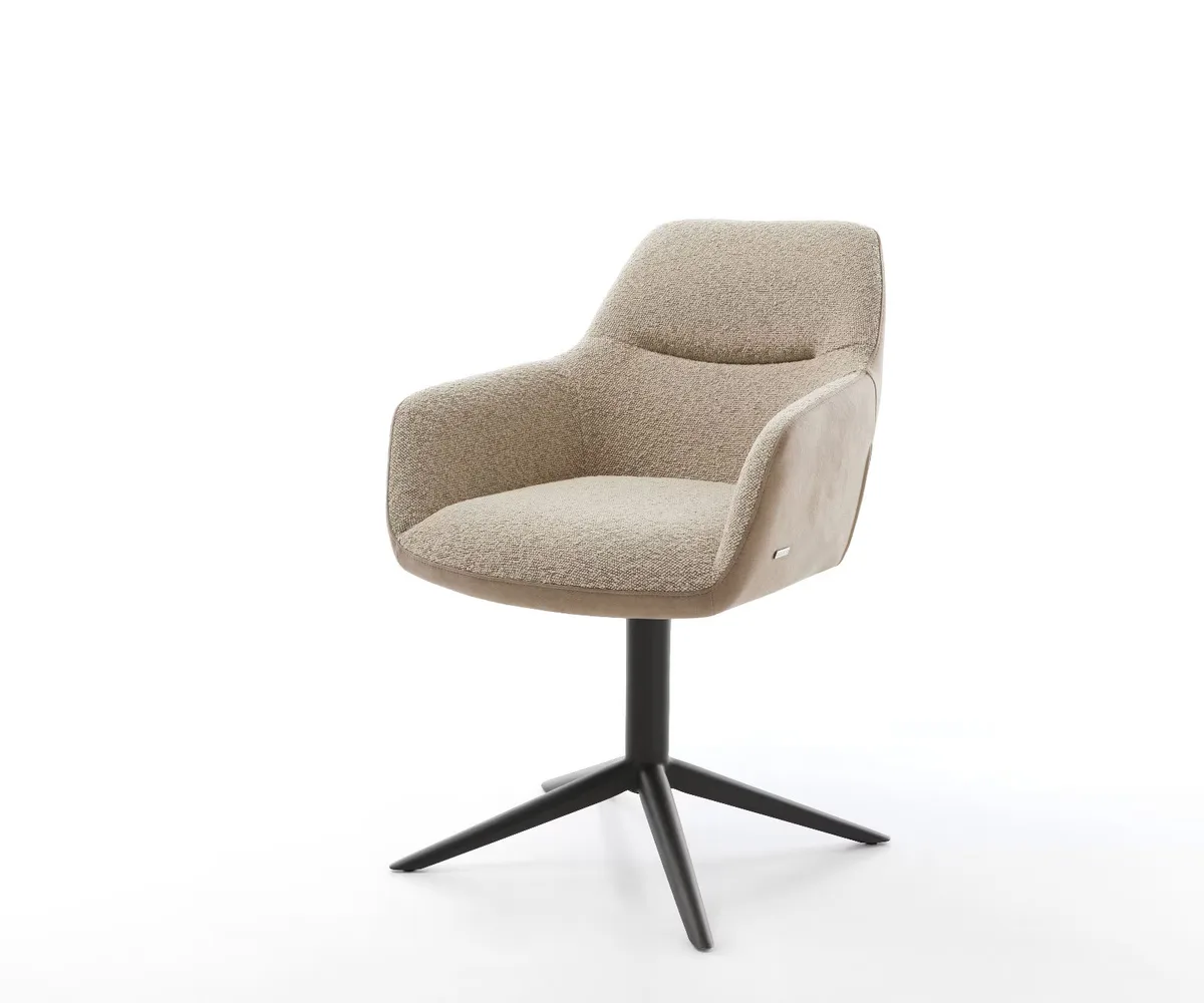 Draaistoel Pejo-Flex in zwart en beige met microfibre en boucle bekleding van DELIFE – productfoto
