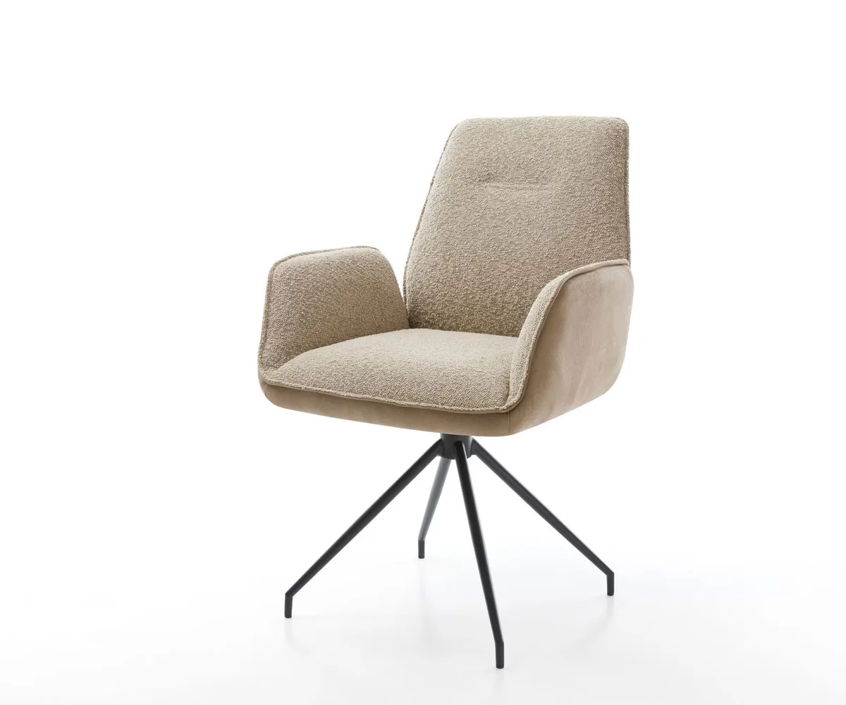 Draaistoel Zoa-Flex in zwart en beige met microfibre en boucle bekleding van DELIFE – productfoto