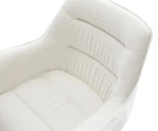 Drehstuhl Kaira-Flex Bouclé Soft Beige Kreuzgestell breit Schwarz 360° drehbar Wippfunktion från DELIFE – produktbild 3 av 3