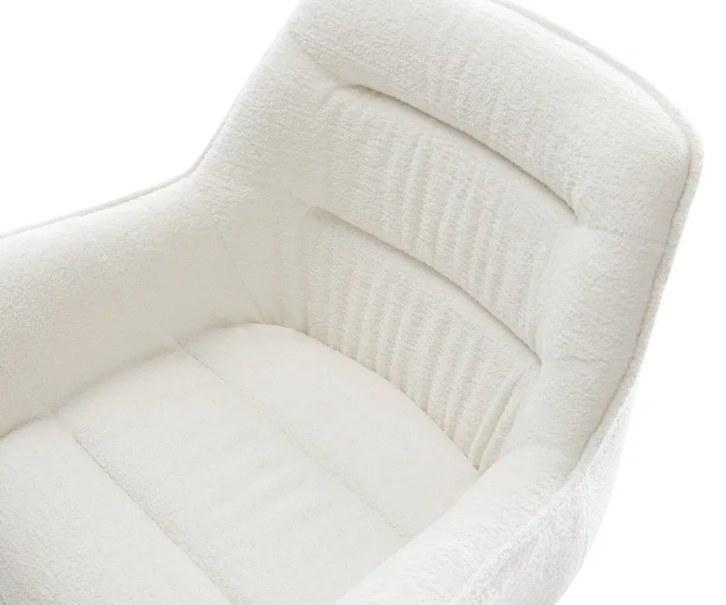 Drehstuhl Kaira-Flex Bouclé Soft Beige Kreuzgestell breit Schwarz 360° drehbar Wippfunktion från DELIFE – produktbild 3 av 3