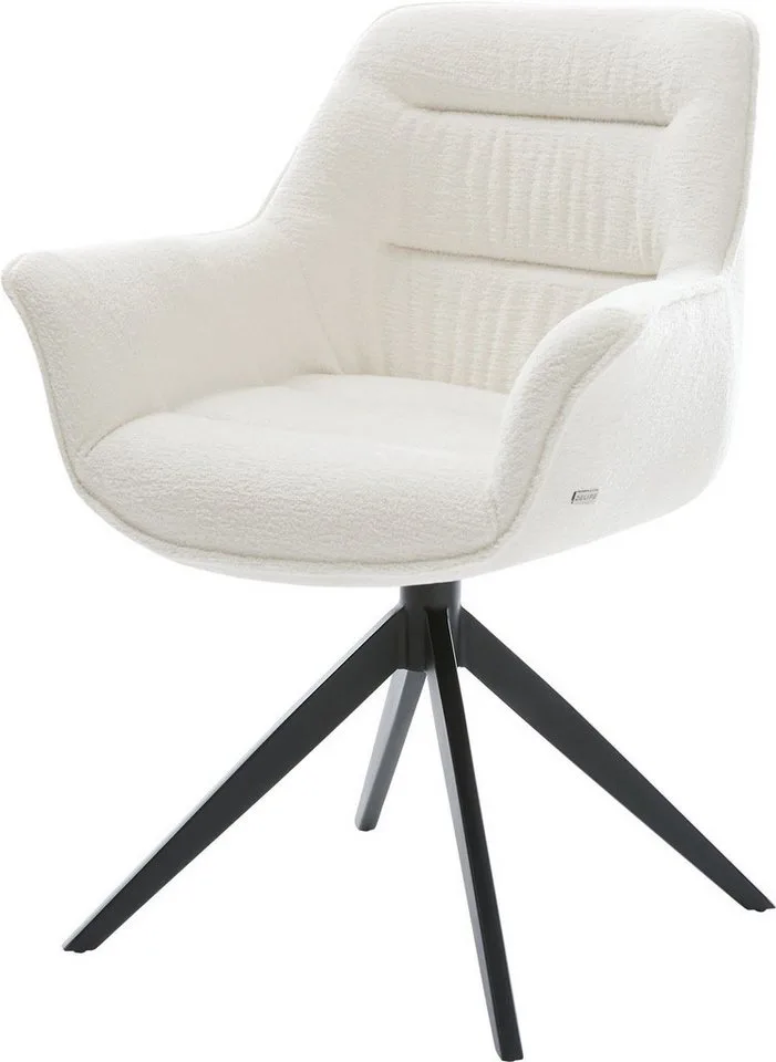 Drehstuhl Kaira-Flex Bouclé Soft Beige Kreuzgestell breit Schwarz 360° drehbar Wippfunktion från DELIFE – produktbild 1 av 3