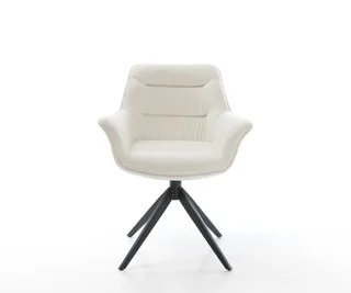 Drehstuhl Kaira-Flex Bouclé Soft Beige Kreuzgestell breit Schwarz 360° drehbar Wippfunktion från DELIFE – produktbild 2 av 3