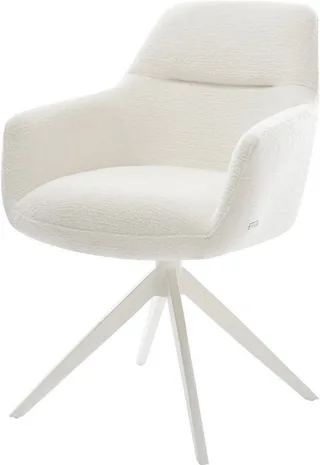 Drehstuhl Pejo-Flex Bouclé Soft Beige Kreuzgestell breit Weiß 360° drehbar Wippfunktion Taschenfederkern de DELIFE – photo du produit 1 sur 3