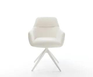 Drehstuhl Pejo-Flex Bouclé Soft Beige Kreuzgestell breit Weiß 360° drehbar Wippfunktion Taschenfederkern de DELIFE – photo du produit 2 sur 3