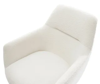 Drehstuhl Pejo-Flex Bouclé Soft Beige Kreuzgestell breit Weiß 360° drehbar Wippfunktion Taschenfederkern de DELIFE – photo du produit 3 sur 3
