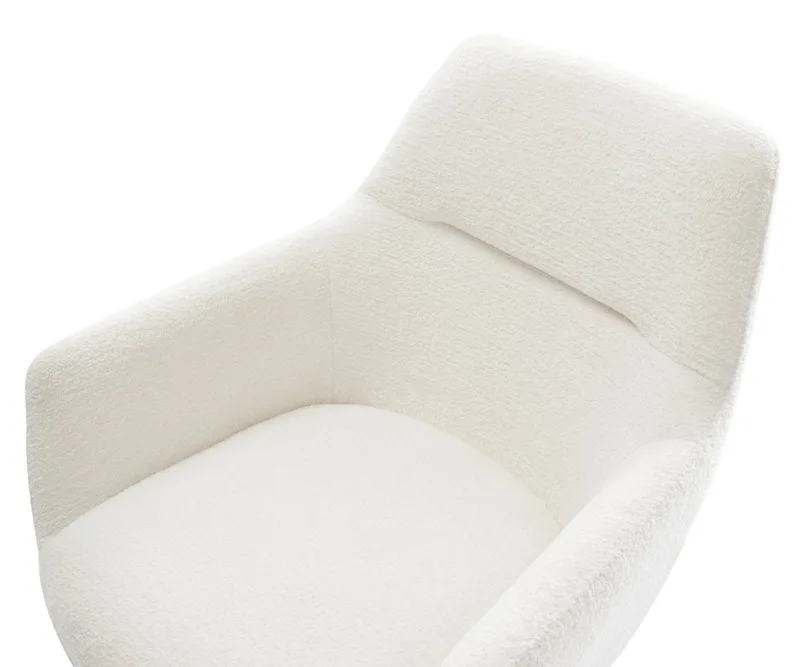 Drehstuhl Pejo-Flex Bouclé Soft Beige Kreuzgestell breit Weiß 360° drehbar Wippfunktion Taschenfederkern de DELIFE – photo du produit 3 sur 3