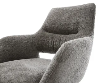 Drehstuhl Yago-Flex mit Armlehnen Bouclé Soft Schlamm Kreuzgestell breit Effektfinish Titan 360° drehbar Wippfunktion Taschenfederkern by DELIFE – product photo 3 of 3