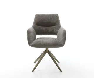 Drehstuhl Yago-Flex mit Armlehnen Bouclé Soft Schlamm Kreuzgestell breit Effektfinish Titan 360° drehbar Wippfunktion Taschenfederkern by DELIFE – product photo 2 of 3
