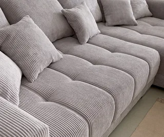 Ecksofa Josea 300x220 cm Cord Silbergrau Ottomane rechts de DELIFE – photo du produit 4 sur 4