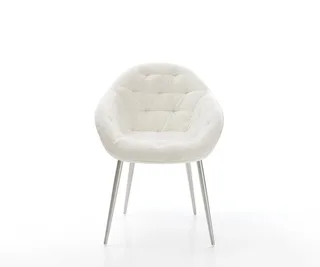 Esszimmerstuhl Gaio-Flex Bouclé Soft Beige 4-Fuß konisch Edelstahl van DELIFE – productfoto 2 van 3