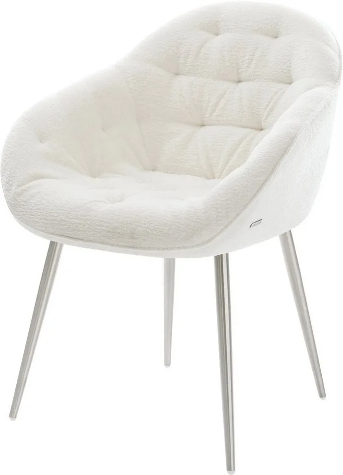Esszimmerstuhl Gaio-Flex Bouclé Soft Beige 4-Fuß konisch Edelstahl van DELIFE – productfoto 1 van 3