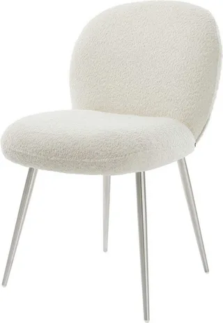 Esszimmerstuhl Nube-Flex Bouclé Weiß 4-Fuß konisch Edelstahl Taschenfederkern de DELIFE – photo du produit 1 sur 4