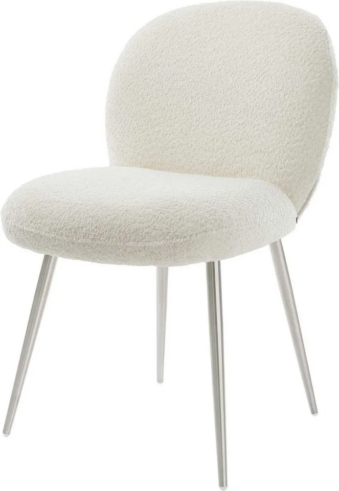 Esszimmerstuhl Nube-Flex Bouclé Weiß 4-Fuß konisch Edelstahl Taschenfederkern de DELIFE – photo du produit 1 sur 4