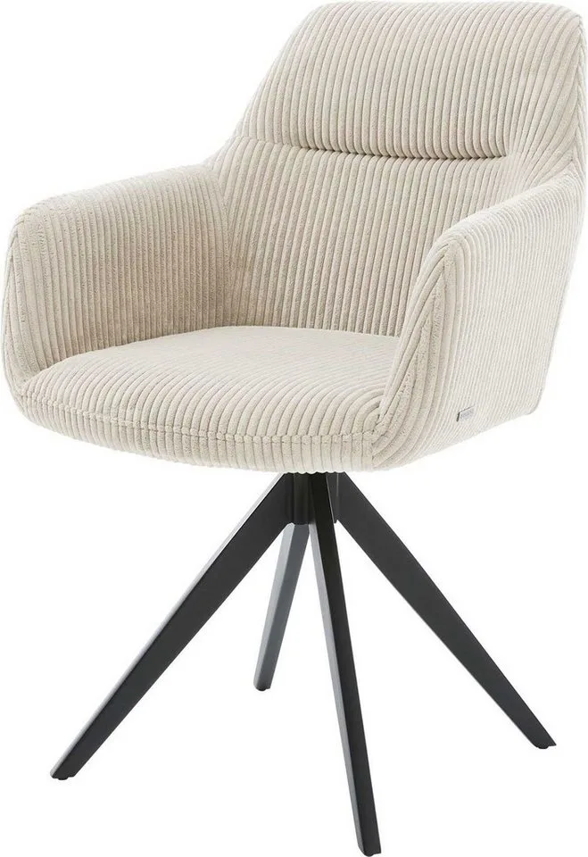 Esszimmerstuhl Pejo-Flex Cord Beige Kreuzgestell kantig Schwarz Taschenfederkern by DELIFE – product photo 1 of 4