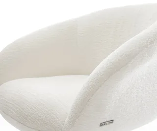 Esszimmerstuhl Vinka-Flex mit Armlehnen Bouclé Soft Beige Kufengestell Edelstahl Taschenfederkern van DELIFE – productfoto 3 van 3