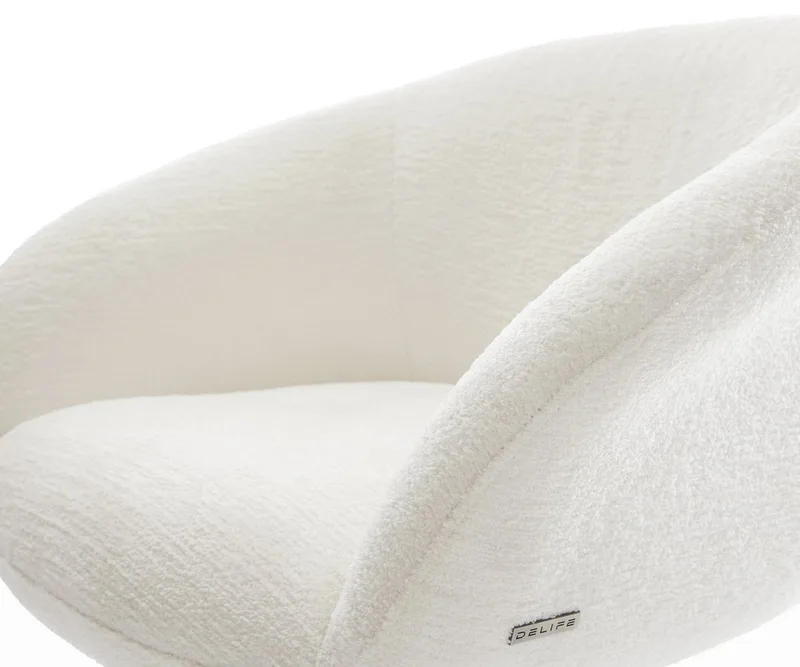 Esszimmerstuhl Vinka-Flex mit Armlehnen Bouclé Soft Beige Kufengestell Edelstahl Taschenfederkern van DELIFE – productfoto 3 van 3
