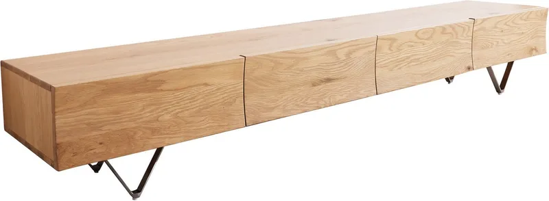 Lowboard Wyatt 220 cm Eiche Natur 4 Schübe V-Fuß Edelstahl by DELIFE – product photo 1 of 3